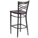Flash Furniture XU-6F8B-CLR-BAR-WALW-GG Bar Stool w/ Cross Back & Walnut Wood Seat, Clear Coat Steel thumbnail 3