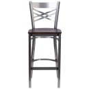 Flash Furniture XU-6F8B-CLR-BAR-WALW-GG Bar Stool w/ Cross Back & Walnut Wood Seat, Clear Coat Steel thumbnail 4