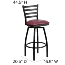Flash Furniture XU-6F8B-LADSWVL-BURV-GG Bar Stool w/ Ladder Back & Burgundy Vinyl Seat, Black thumbnail 2