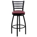 Flash Furniture XU-6F8B-LADSWVL-BURV-GG Bar Stool w/ Ladder Back & Burgundy Vinyl Seat, Black thumbnail 6