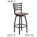 Flash Furniture XU-6F8B-LADSWVL-CHYW-GG Bar Stool w/ Ladder Back & Cherry Wood Seat, Black thumbnail 2