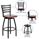 Flash Furniture XU-6F8B-LADSWVL-CHYW-GG Bar Stool w/ Ladder Back & Cherry Wood Seat, Black thumbnail 3