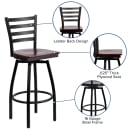 Flash Furniture XU-6F8B-LADSWVL-MAHW-GG Bar Stool w/ Ladder Back & Mahogany Wood Seat, Black thumbnail 3
