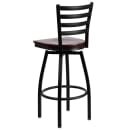 Flash Furniture XU-6F8B-LADSWVL-MAHW-GG Bar Stool w/ Ladder Back & Mahogany Wood Seat, Black thumbnail 5