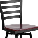 Flash Furniture XU-6F8B-LADSWVL-MAHW-GG Bar Stool w/ Ladder Back & Mahogany Wood Seat, Black thumbnail 7
