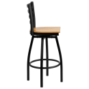 Flash Furniture XU-6F8B-LADSWVL-NATW-GG Bar Stool w/ Ladder Back & Natural Wood Seat, Black thumbnail 4
