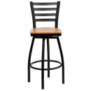 Flash Furniture XU-6F8B-LADSWVL-NATW-GG Bar Stool w/ Ladder Back & Natural Wood Seat, Black thumbnail 6
