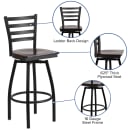 Flash Furniture XU-6F8B-LADSWVL-WALW-GG Bar Stool w/ Ladder Back & Walnut Wood Seat, Black thumbnail 3