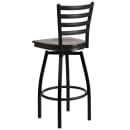 Flash Furniture XU-6F8B-LADSWVL-WALW-GG Bar Stool w/ Ladder Back & Walnut Wood Seat, Black thumbnail 5