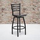 Flash Furniture XU-6F8B-LADSWVL-WALW-GG Bar Stool w/ Ladder Back & Walnut Wood Seat, Black thumbnail 9