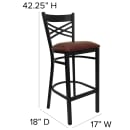 Flash Furniture XU-6F8BXBK-BAR-BURV-GG Bar Stool w/ Cross Back & Burgundy Vinyl Seat, Black thumbnail 2