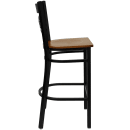 Flash Furniture XU-6F8BXBK-BAR-CHYW-GG Bar Stool w/ Cross Back & Cherry Wood Seat, Black thumbnail 2