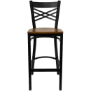 Flash Furniture XU-6F8BXBK-BAR-CHYW-GG Bar Stool w/ Cross Back & Cherry Wood Seat, Black thumbnail 4