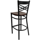 Flash Furniture XU-6F8BXBK-BAR-MAHW-GG Bar Stool w/ Cross Back & Mahogany Wood Seat, Black thumbnail 3