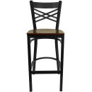Flash Furniture XU-6F8BXBK-BAR-MAHW-GG Bar Stool w/ Cross Back & Mahogany Wood Seat, Black thumbnail 4