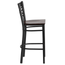 Flash Furniture XU-6F8BXBK-BAR-WALW-GG Bar Stool w/ Cross Back & Walnut Wood Seat, Black thumbnail 2