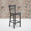 Flash Furniture XU-6F8BXBK-BAR-WALW-GG Bar Stool w/ Cross Back & Walnut Wood Seat, Black thumbnail 5