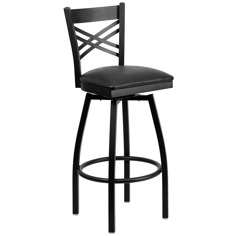 Flash Furniture XU-6F8B-XSWVL-BLKV-GG Bar Stool w/ Cross Back & Black Vinyl Seat, Black