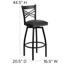 Flash Furniture XU-6F8B-XSWVL-BLKV-GG Bar Stool w/ Cross Back & Black Vinyl Seat, Black thumbnail 2