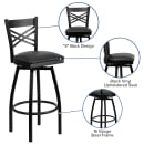 Flash Furniture XU-6F8B-XSWVL-BLKV-GG Bar Stool w/ Cross Back & Black Vinyl Seat, Black thumbnail 3