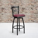 Flash Furniture XU-6F8B-XSWVL-BURV-GG Bar Stool w/ Cross Back & Burgundy Vinyl Seat, Black thumbnail 5