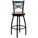 Flash Furniture XU-6F8B-XSWVL-CHYW-GG Bar Stool w/ Cross Back & Cherry Wood Seat, Black thumbnail 4