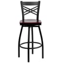 Flash Furniture XU-6F8B-XSWVL-MAHW-GG Bar Stool w/ Cross Back & Mahogany Wood Seat, Black thumbnail 4