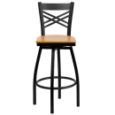 Flash Furniture XU-6F8B-XSWVL-NATW-GG Bar Stool w/ Cross Back & Natural Wood Seat, Black thumbnail 4