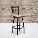 Flash Furniture XU-6F8B-XSWVL-NATW-GG Bar Stool w/ Cross Back & Natural Wood Seat, Black thumbnail 5