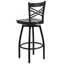 Flash Furniture XU-6F8B-XSWVL-WALW-GG Bar Stool w/ Cross Back & Walnut Wood Seat, Black thumbnail 3