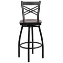 Flash Furniture XU-6F8B-XSWVL-WALW-GG Bar Stool w/ Cross Back & Walnut Wood Seat, Black thumbnail 4