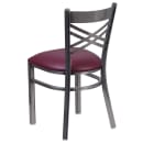 Flash Furniture XU-6FOB-CLR-BURV-GG Restaurant Chair w/ Metal Cross Back & Burgundy Vinyl Seat - Steel Frame, Silver thumbnail 3