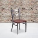 Flash Furniture XU-6FOB-CLR-CHYW-GG Restaurant Chair w/ Metal Cross Back & Cherry Wood Seat - Steel Frame, Silver thumbnail 5