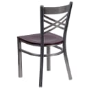 Flash Furniture XU-6FOB-CLR-MAHW-GG Restaurant Chair w/ Metal Cross Back & Mahogany Wood Seat - Steel Frame, Silver thumbnail 3