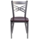 Flash Furniture XU-6FOB-CLR-MAHW-GG Restaurant Chair w/ Metal Cross Back & Mahogany Wood Seat - Steel Frame, Silver thumbnail 4