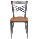 Flash Furniture XU-6FOB-CLR-NATW-GG Restaurant Chair w/ Metal Cross Back & Natural Wood Seat - Steel Frame, Silver thumbnail 4