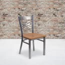 Flash Furniture XU-6FOB-CLR-NATW-GG Restaurant Chair w/ Metal Cross Back & Natural Wood Seat - Steel Frame, Silver thumbnail 5