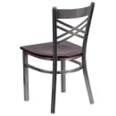 Flash Furniture XU-6FOB-CLR-WALW-GG Restaurant Chair w/ Metal Cross Back & Walnut Wood Seat - Steel Frame, Silver thumbnail 3