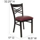 Flash Furniture XU-6FOBXBK-BURV-GG Restaurant Chair w/ Metal Cross Back & Burgundy Vinyl Seat - Steel Frame, Black thumbnail 2