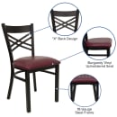 Flash Furniture XU-6FOBXBK-BURV-GG Restaurant Chair w/ Metal Cross Back & Burgundy Vinyl Seat - Steel Frame, Black thumbnail 3
