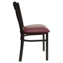 Flash Furniture XU-6FOBXBK-BURV-GG Restaurant Chair w/ Metal Cross Back & Burgundy Vinyl Seat - Steel Frame, Black thumbnail 4