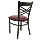 Flash Furniture XU-6FOBXBK-BURV-GG Restaurant Chair w/ Metal Cross Back & Burgundy Vinyl Seat - Steel Frame, Black thumbnail 5