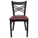 Flash Furniture XU-6FOBXBK-BURV-GG Restaurant Chair w/ Metal Cross Back & Burgundy Vinyl Seat - Steel Frame, Black thumbnail 6
