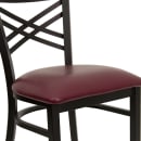 Flash Furniture XU-6FOBXBK-BURV-GG Restaurant Chair w/ Metal Cross Back & Burgundy Vinyl Seat - Steel Frame, Black thumbnail 7