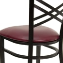 Flash Furniture XU-6FOBXBK-BURV-GG Restaurant Chair w/ Metal Cross Back & Burgundy Vinyl Seat - Steel Frame, Black thumbnail 8