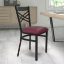 Flash Furniture XU-6FOBXBK-BURV-GG Restaurant Chair w/ Metal Cross Back & Burgundy Vinyl Seat - Steel Frame, Black thumbnail 9