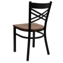 Flash Furniture XU-6FOBXBK-CHYW-GG Restaurant Chair w/ Metal Cross Back & Cherry Wood Seat - Steel Frame, Black thumbnail 3