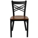 Flash Furniture XU-6FOBXBK-CHYW-GG Restaurant Chair w/ Metal Cross Back & Cherry Wood Seat - Steel Frame, Black thumbnail 4