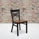 Flash Furniture XU-6FOBXBK-CHYW-GG Restaurant Chair w/ Metal Cross Back & Cherry Wood Seat - Steel Frame, Black thumbnail 5
