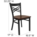 Flash Furniture XU-6FOBXBK-MAHW-GG Restaurant Chair w/ Metal Cross Back & Mahogany Wood Seat - Steel Frame, Black thumbnail 2